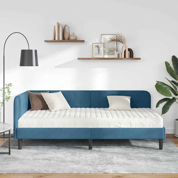 vidaXL Estructura de cama en esquina Azul 90 x 200 cm Terciopelo