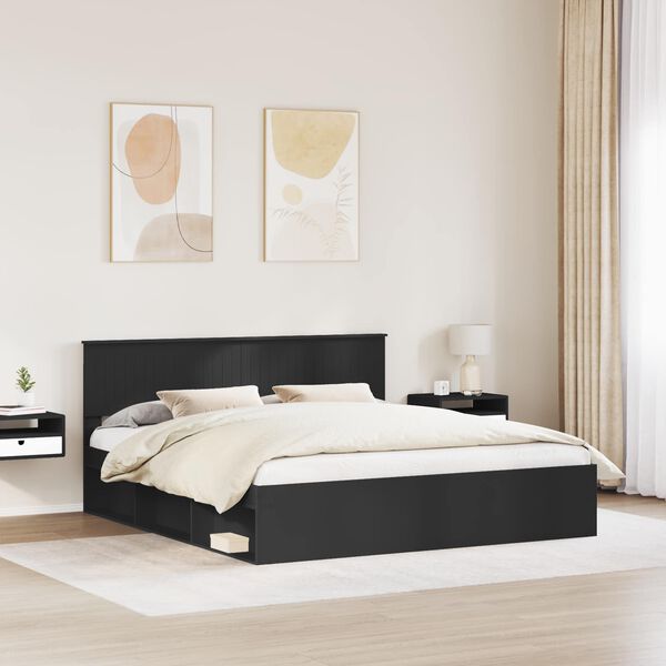 vidaXL Estructura de cama Negro 180 x 200 cm Madera de pino macizo