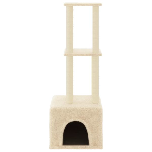vidaXL Rascador para gatos con postes de sisal color crema 133,5 cm