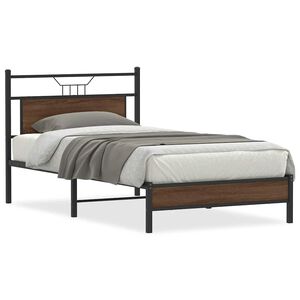 vidaXL Estructura de cama sin colch&oacute;n madera marr&oacute;n roble 100x190 cm