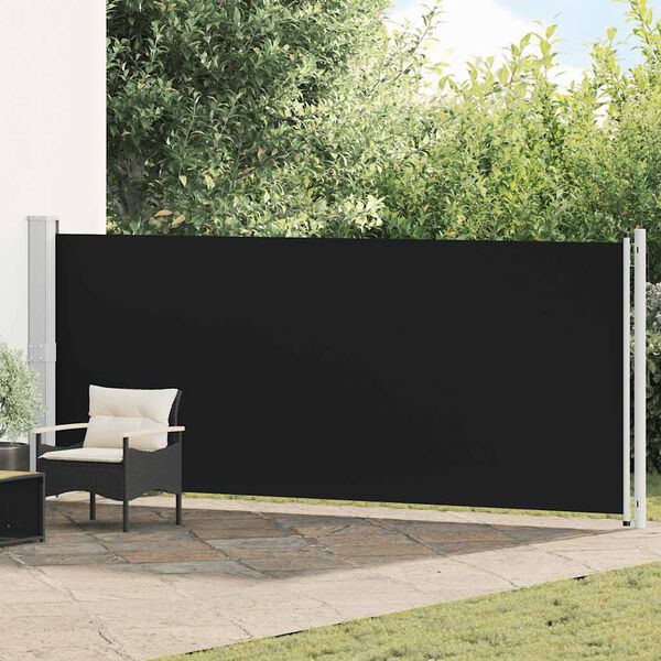vidaXL Toldo lateral retráctil para patio negro 600x160 cm