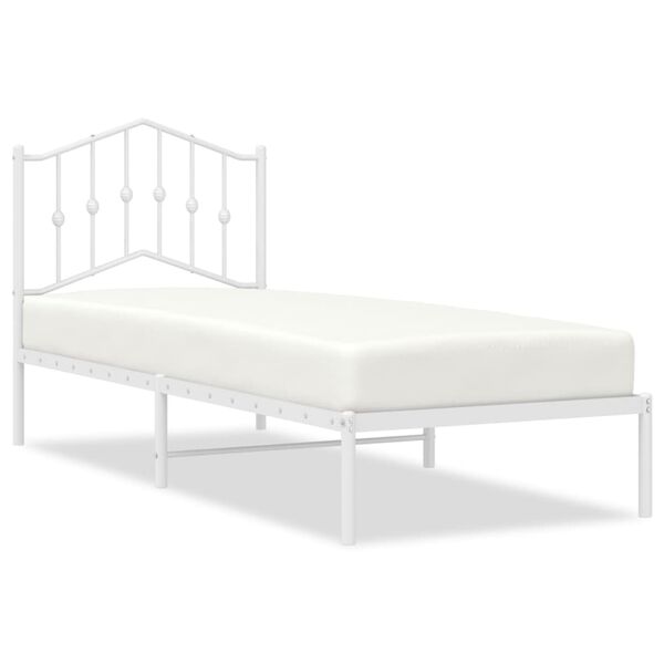 vidaXL Estructura cama sin colch&oacute;n con cabecero metal blanco 80x200 cm