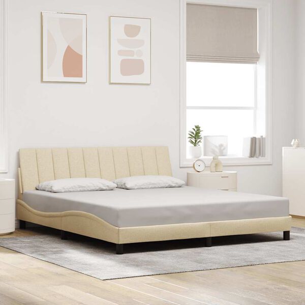 vidaXL Estructura de cama sin colch&oacute;n Hanko tela color crema 180x200 cm