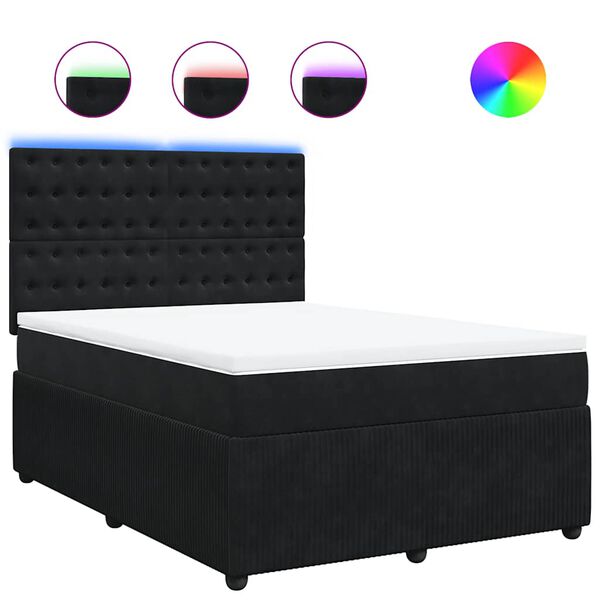vidaXL Cama box spring con colch&oacute;n terciopelo negro 140x200 cm