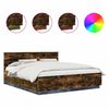 vidaXL Estructura de cama con tiras LED Roble ahumado 200 x 200 cm