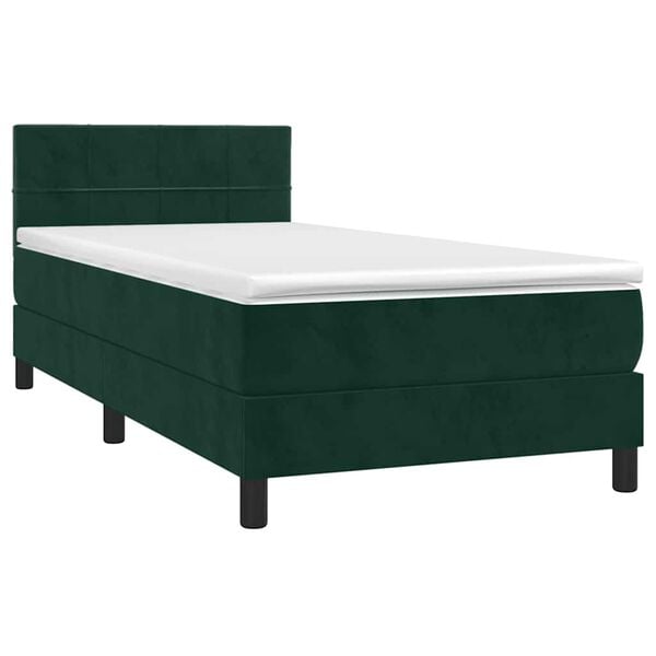 vidaXL Cama box spring con colch&oacute;n terciopelo verde oscuro 80x200 cm