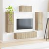 vidaXL Conjunto de mueble de TV Montaje en la pared 4 pcs Roble Sonoma