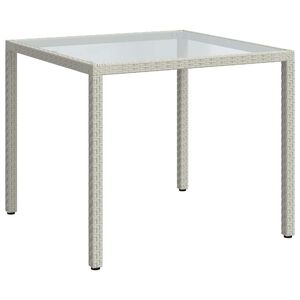 vidaXL Mesa jard&iacute;n vidrio templado rat&aacute;n sint&eacute;tico 90x90x75 cm blanco