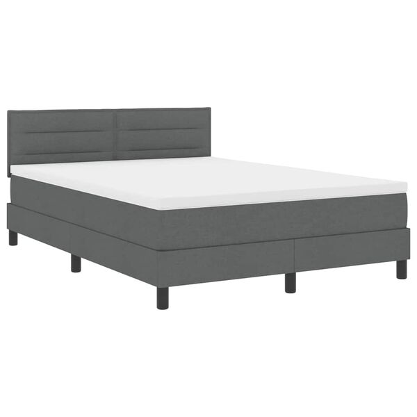 vidaXL Cama tipo Box Spring con colch&oacute;n Gris oscuro 140 x 190 cm tela