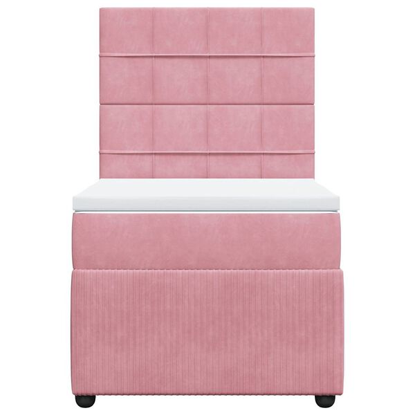 vidaXL Cama box spring con colch&oacute;n terciopelo rosa 90x190 cm