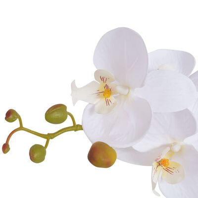 vidaXL Planta de orquídea artificial con macetero blanca 75 cm