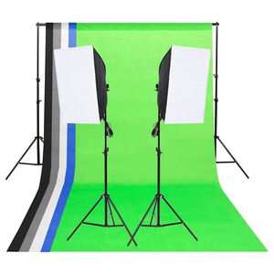 vidaXL Kit iluminaci&oacute;n de estudio fotogr&aacute;fico con fondos y softboxes
