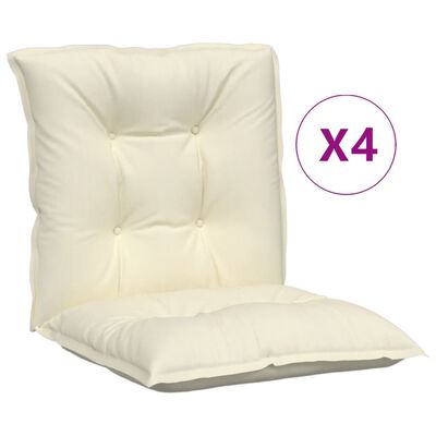 vidaXL Cojín silla jardín respaldo bajo 4 uds tela crema 100x50x7 cm