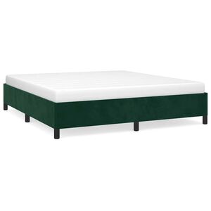 vidaXL Estructura cama sin colch&oacute;n terciopelo verde oscuro 160x200 cm