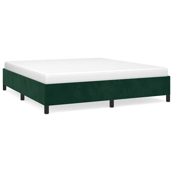 vidaXL Estructura cama sin colch&oacute;n terciopelo verde oscuro 160x200 cm