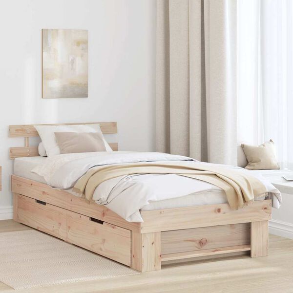 vidaXL Estructura de cama Natural 80 x 200 cm Madera de pino macizo