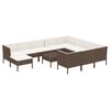 vidaXL Set muebles de jard&iacute;n 12 pzas y cojines rat&aacute;n sint&eacute;tico marr&oacute;n