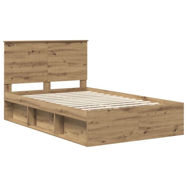 vidaXL Estructura de cama con cabecera Roble Artesanal 120 x 200 cm