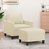 vidaXL Sillón con taburete cuero sintético color crema 60 cm