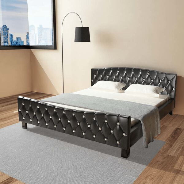 vidaXL Cama con colch&oacute;n viscoel&aacute;stico cuero sint&eacute;tico negro 180x200cm
