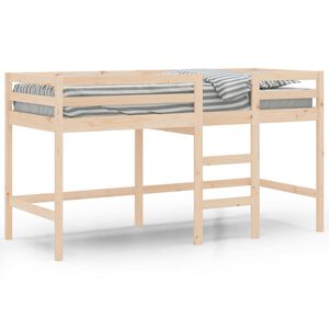 vidaXL Cama alta de ni&ntilde;os con escalera madera maciza pino 90x200 cm