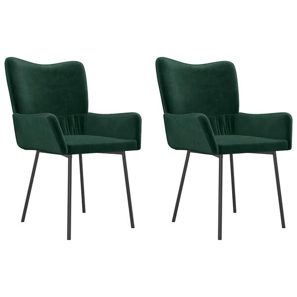 vidaXL Sillas de comedor 2 unidades terciopelo verde oscuro