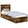 vidaXL Cama con almacenamiento con caj&oacute;n Roble ahumado 75 x 190 cm