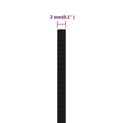 vidaXL Cuerda de trabajo poliéster negro 2 mm 25 m