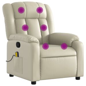 vidaXL Sill&oacute;n reclinable de masaje cuero sint&eacute;tico crema