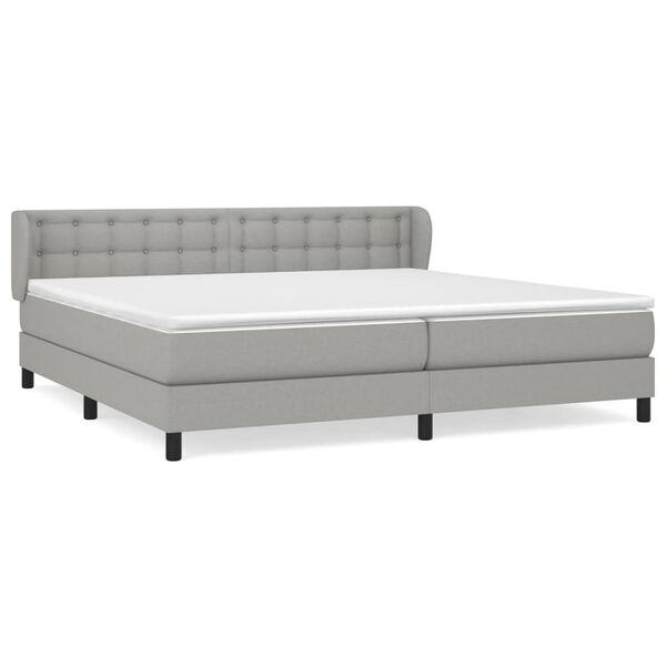 vidaXL Cama box spring con colch&oacute;n tela gris claro 200x200 cm