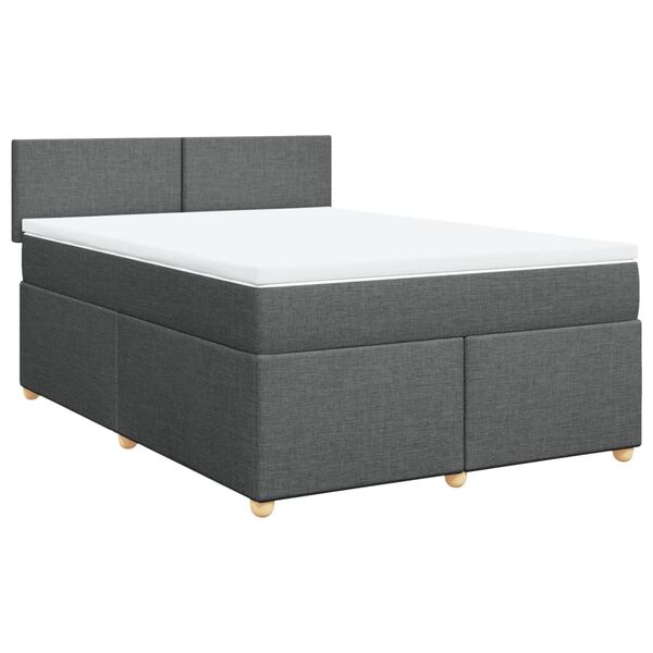 vidaXL Cama box spring con colch&oacute;n tela gris oscuro 140x200 cm