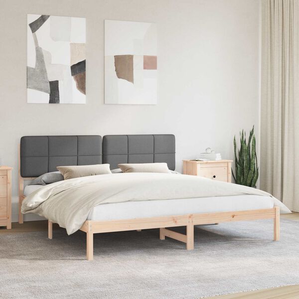 vidaXL Estructura de Cama con Cabecera Tapizada Gris oscuro