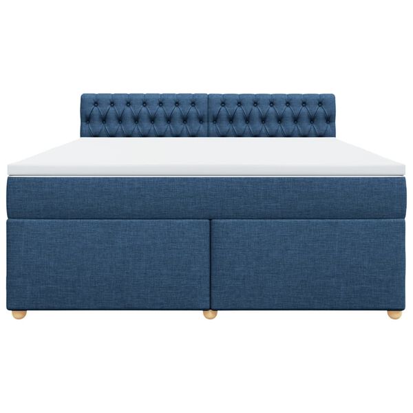 vidaXL Cama box spring con colch&oacute;n tela azul 180x200 cm