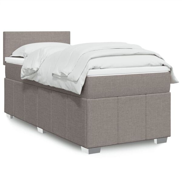vidaXL Cama box spring con colch&oacute;n tela gris taupe 80x200 cm