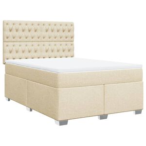 vidaXL Cama box spring con colch&oacute;n tela color crema 140x200 cm