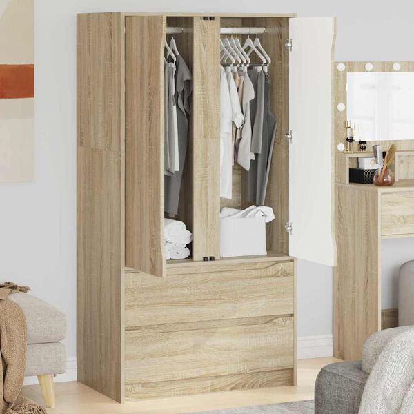 vidaXL Gabinete de Ba&ntilde;o con caj&oacute;n Roble Sonoma 79,5 x 49 x 156 cm