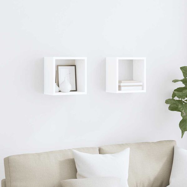 vidaXL Estantes cubo de pared 2 unidades blanco 26x15x26 cm
