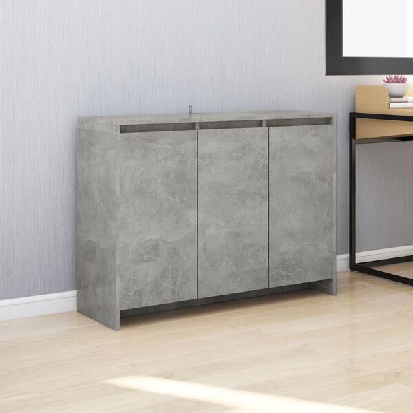 vidaXL Aparador de madera contrachapada gris hormigón 102x33x75 cm