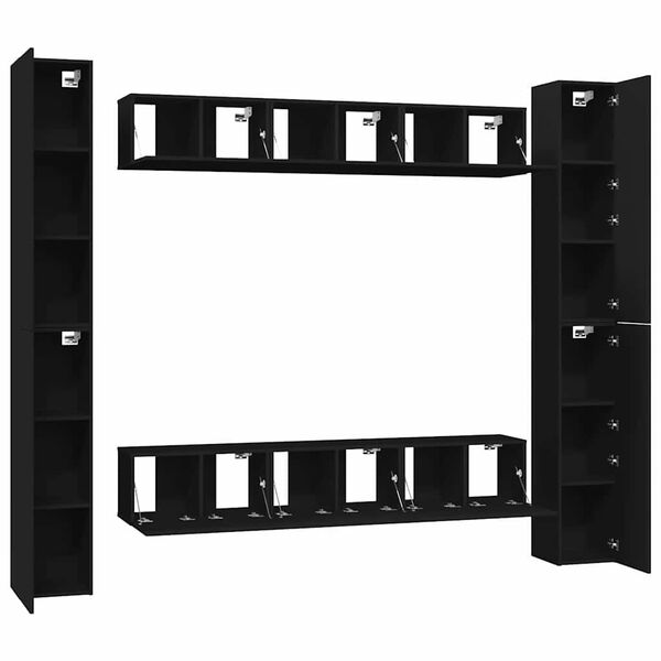 vidaXL Set de muebles de sal&oacute;n TV 6 piezas madera ingenier&iacute;a negro