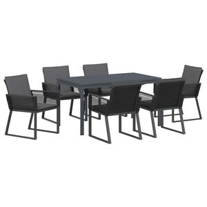 vidaXL Conjunto de Comedor de Jard&iacute;n 7 pcs Antracita rat&aacute;n sint&eacute;tico