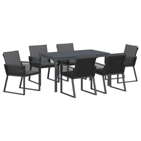 vidaXL Conjunto de Comedor de Jard&iacute;n 7 pcs Antracita rat&aacute;n sint&eacute;tico