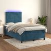 vidaXL Cama box spring colch&oacute;n y LED terciopelo azul oscuro 120x200 cm