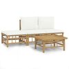 vidaXL Set de muebles de jard&iacute;n 4 piezas bamb&uacute; y cojines blanco crema