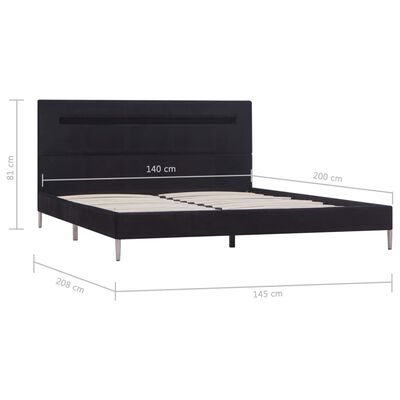 vidaXL Estructura de cama con LED tela negro 140x200 cm