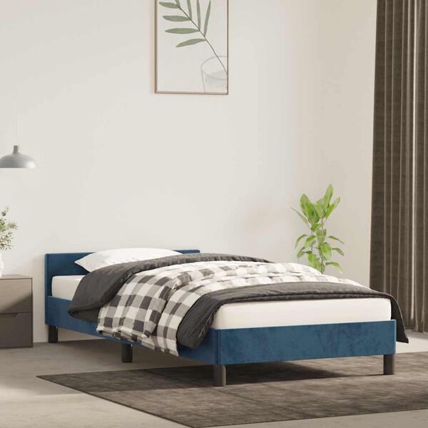 vidaXL Estructura de cama sin colchón terciopelo azul oscuro 90x190 cm