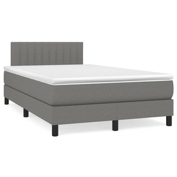 vidaXL Cama box spring con colch&oacute;n tela gris oscuro 120x190 cm
