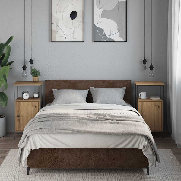 vidaXL Mesitas noche 2 uds madera ingenier&iacute;a roble artisan 41x31x80 cm