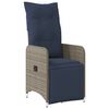 vidaXL Silla de jard&iacute;n reclinable con cojines de rat&aacute;n sint&eacute;tico gris