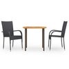 vidaXL Juego de comedor para jard&iacute;n 3 piezas rat&aacute;n sint&eacute;tico negro
