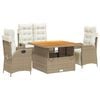 vidaXL Set de comedor jard&iacute;n con cojines 4 pzas rat&aacute;n sint&eacute;tico beige